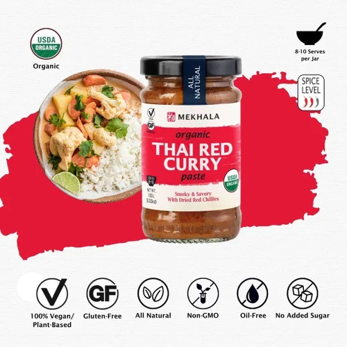 Vista 3 de Mekhala Pasta de curry rojo tailandés orgánico, 3.53 oz