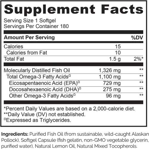 Vista 4 de NATURELO Suplemento de aceite de pescado omega 3 sin eructos, 1100 mg de triglicérido omega-3, EPA + DHA, aceite de pescado líquido para corazón