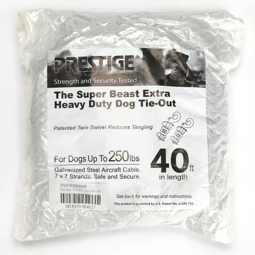 Vista 3 de Boss Pet Products Prestige Super Beast XXL - Correa de amarre para perro de 40 pies con cable recubierto de vinilo y broches giratorios gemelos