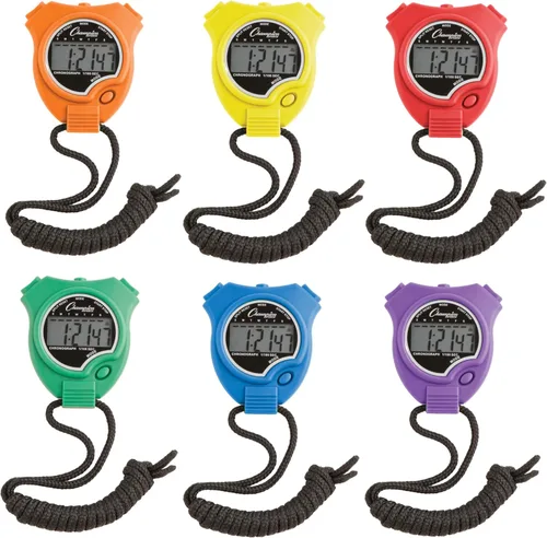 Champion Sports Juego de cronómetro: resistente al agua, reloj digital de mano, cronómetros deportivos con pantalla grande para niños o