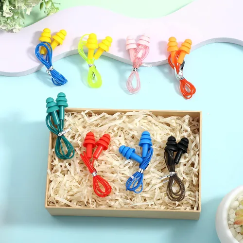 Vista 6 de Xuhal 200 pares de tapones para los oídos con cable, tapones para los oídos de silicona a granel con reducción de ruido, tapones para los oídos