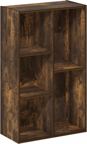 Vista 340 de Furinno - Estantería de cubos de 5 niveles serie Luder para libros y almacenamiento, color roble francés