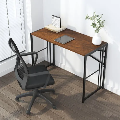 Vista 117 de Escritorio plegable de 47 pulgadas, no requiere montaje, mesa de oficina en casa, escritorio de campamento para computadora de juegos, color beige