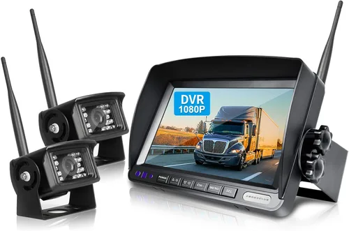 ZEROXCLUB Kit de sistema de cámara de reserva inalámbrica digital FHD de 1080P para RV, camión, remolque, camioneta, autobús, visión nocturna,