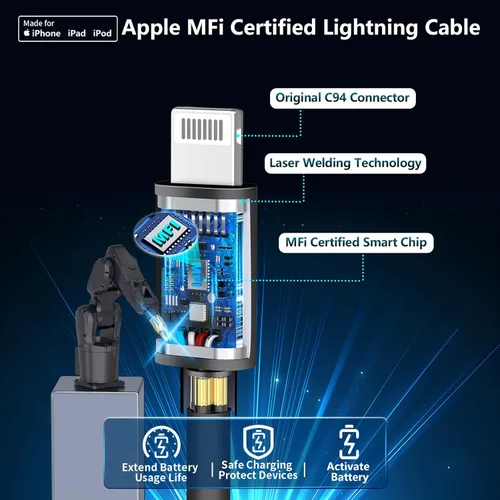 Vista 2 de Rombica [Apple MFi Certified] iPhone Fast Car Charger, 52.5W USB-C PD&QC3.0 Car Power Cigarette Lighter USB Charger Adapter with 2Pack Lightning