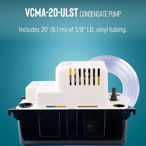 Vista 7 de Little Giant VCMA-20ULST - Bomba automática de eliminación de condensado de 115 voltios, 80 GPH, 1/30 HP para sistemas