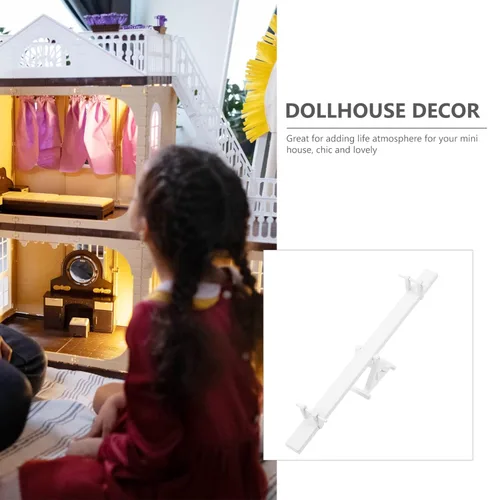 Vista 9 de Alipis Mini balancín de madera, casa de muñecas, equipo de patio de recreo, accesorios de escritorio, decoración de balancín para mascotas pequeñas