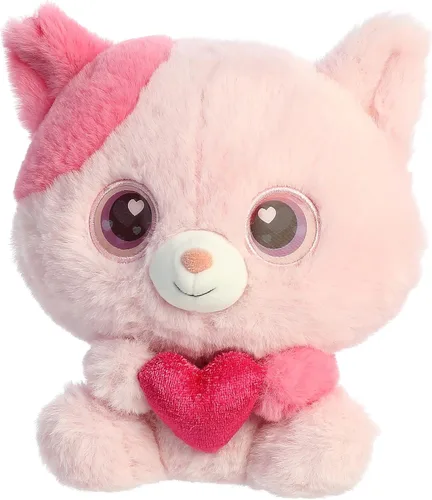 Vista 5 de Aurora Encantador gato lenticular enamorado de peluche – Cambio de color – Juego interactivo – Rosa 6 pulgadas