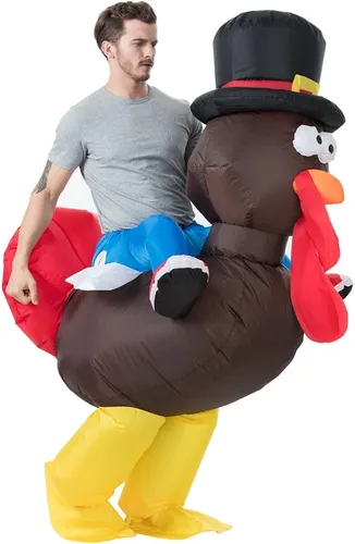 YEAHBEER Disfraces inflables de Halloween para hombres disfraz inflable de pavo Trajes divertidos de pavo para fiesta de Acción de Gracias
