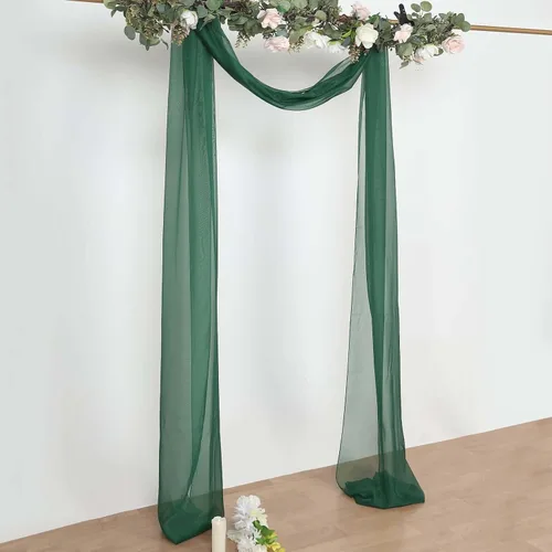 Vista 2 de Efavormart Paneles de Cortina de Organza Transparente Verde Esmeralda Cazador de 18 Pies, Cenefa Bufanda de Ventana Valance Tela de Drapeado de Arco