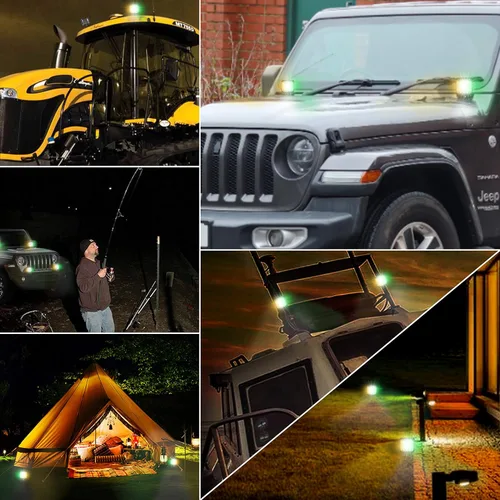 Vista 9 de Luces laterales tipo cápsula de 4 pulgadas, luces LED estroboscópicas amarillas de doble cara + luces estroboscópicas amarillas y verdes de doble