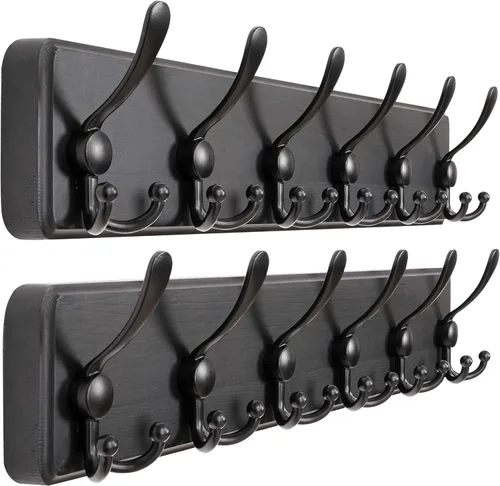 Vista 19 de Dseap Perchero de Pared Montado - 5 Ganchos Triangulares, Resistente, Perchero de Pared de Madera para Abriggos, Sombreros, Chaquetas, Ropa, Negro