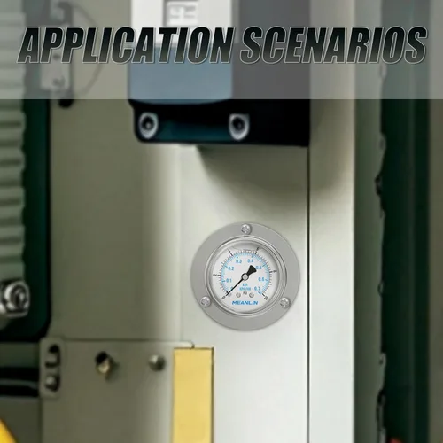 Vista 7 de MEANLIN MEASURE 0~10 psi Manómetro de llenado de líquido, esfera con cara de 2.5 pulgadas, montaje en panel con brida frontal, 1/4" NPT, carcasa