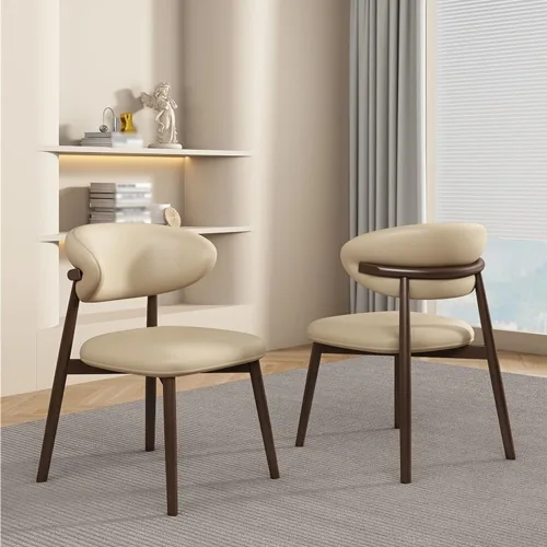 Vista 4 de Sillas de comedor, patas de metal sillas de comedor modernas sillas de cocina sin brazos con respaldo, Sillas para comedor (beige)