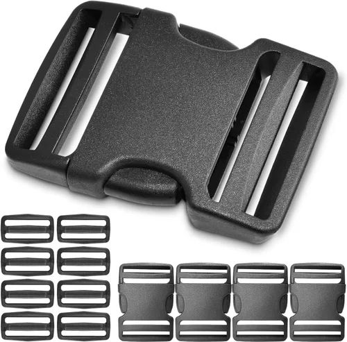 Vista 8 de Paquete de 6 hebillas de liberación lateral rápida de 1 pulgada, hebillas dobles ajustables, clips que no requieren costura, hebilla de plástico