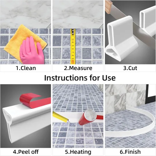 Vista 5 de Umbral de ducha de 39 pulgadas, plegable, protector contra salpicaduras de agua para baño sin curvas, barrera de ducha, tapón de agua para Blanco