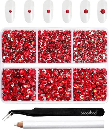 Vista 25 de Beadsland 4300 piezas de diamantes de imitación planos, diamantes de imitación para uñas en color burdeos, cristales redondos para manualidades
