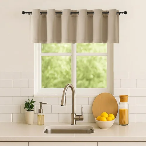 Vista 92 de Simplebrand Juego de 2 paneles de cenefa aguamarina para ventana de cocina de 14 pulgadas de largo, cortinas de oscurecimiento de habitación