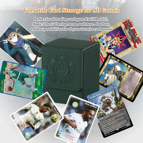 Vista 6 de Caja para mazos de cartas Arkeiliy, caja de almacenamiento de más de 110 cartas MTG con 50 fundas para cartas, estuches coleccionables para cartas