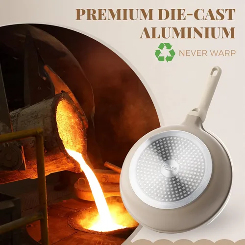 Vista 6 de PRICUSIS Sartén profunda antiadherente con tapa de vidrio, de 30.5 cm (4.6 lts), sartén para saltear 5 veces más duradera, resistente a arañazos
