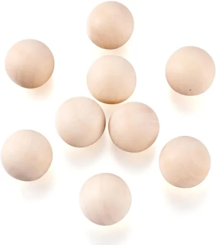 Vista 34 de Cheriswelry 50 cuentas redondas de madera sin terminar de 0.79 a 0.78 pulgadas, color blanco antiguo, agujero grande, de madera natural, cuentas