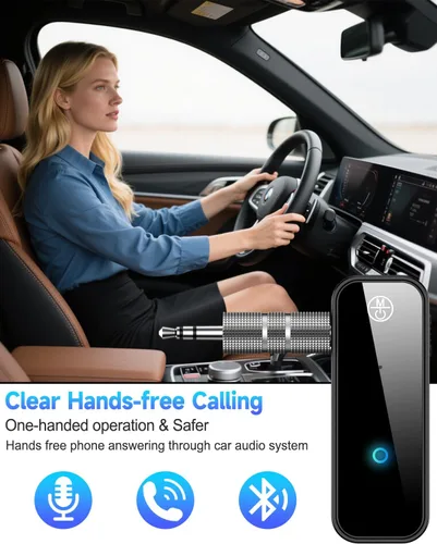 Vista 3 de Adaptador Bluetooth 5.0 actualizado 2026 para automóvil, transmisor y receptor inalámbrico Bluetooth 2 en 1 para auriculares de TV, altavoces