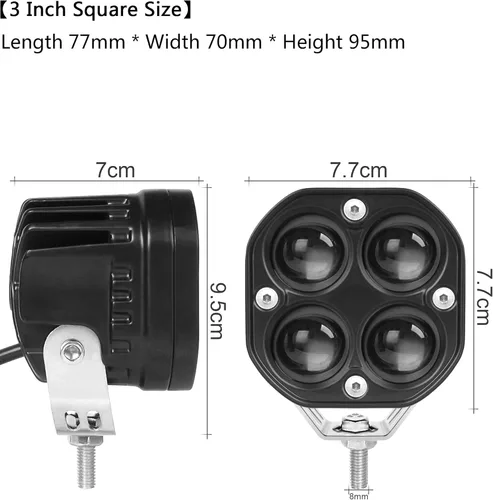 Vista 2 de Luces LED Pod amarillas y blancas, lámpara de conducción LED de doble color, luz antiniebla ámbar, luces de parachoques de 3 pulgadas