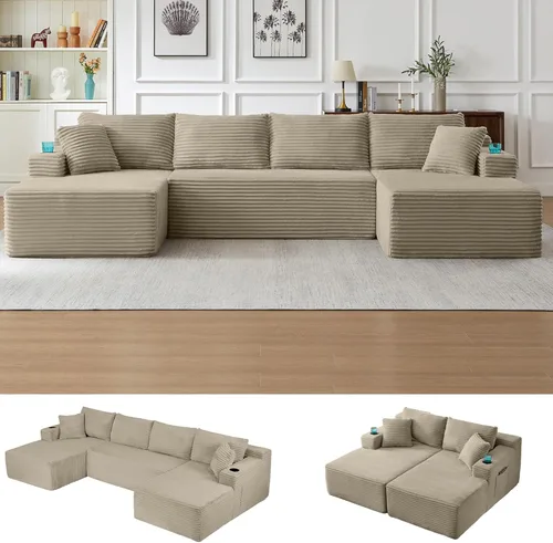 Vista 17 de Sofá Cloud de gran tamaño sin estructura con chaise longue, sofá modular moderno con asiento profundo, varias combinaciones de sofás tapizados