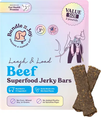 Vista 17 de Bundle x Joy Correa y carga de carne seca de res para perros - Bolsa de 5 Oz, superalimento natural - Golosinas de res sin maíz, aves, soja y granos