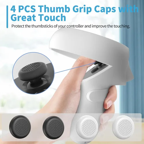 Vista 6 de Battery Covers for Oculus Quest 2 Controller, TanReginal Ergonomic Design Covers for Meta Quest 2 Controller, Replacement Parts with Anti-slip