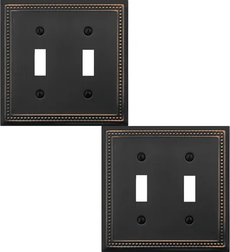 Vista 65 de OKAWYC Belaire - Cubierta para interruptor de luz de decoración individual, placa de pared de metal con cuentas, paquete de 4 unidades de bronce