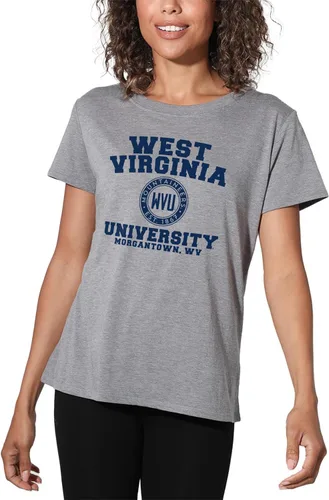 Vista 413 de Colección oficial de camisetas sueltas con logotipo de círculo envejecido universitario para mujer, jaspeado atlético