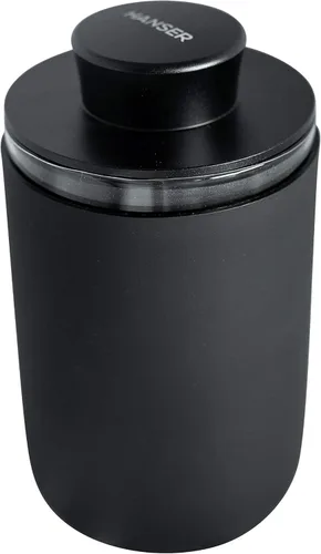 Vista 3 de Hanser Tarro de almacenamiento de vidrio Recipiente de vidrio hermético (9.5 fl oz) Tapa de aluminio con anillo de sellado Incluye cubierta