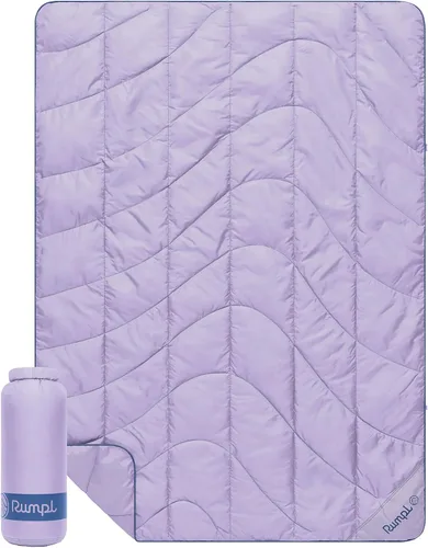 Vista 10 de Rumpl Manta hinchada de viaje, calidez y comodidad de tamaño de viaje, ultra plegable, color baya desvanecida