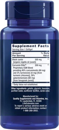 Vista 2 de Life Extension Aceite de semilla de comino negro y extracto de cúrcuma de élite de curcumina – Suplemento – Fórmula para un sistema inmunológico