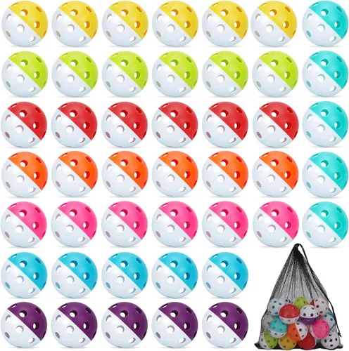 Vista 7 de Coopay Paquete de 12/50/100 pelotas de práctica de béisbol, bolas de entrenamiento de plástico, bolas de sóftbol huecas ligeras con una bolsa