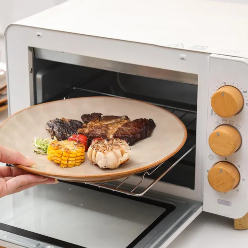 Vista 5 de vicrays Juego de Platos de Cena de Cerámica, 10.5 Pulgadas, Juego de 6, Redondos, Apto para Microondas, Horno, Lavavajillas, Porcelana Acanalada