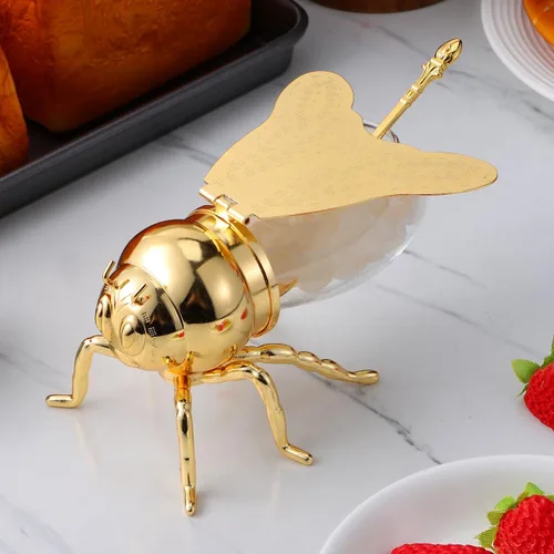 Vista 9 de Luxshiny Tarro de miel de abeja: recipiente de vidrio con cuchara para cocina y hogar, dispensador para tienda de jarabe de mermelada de jalea