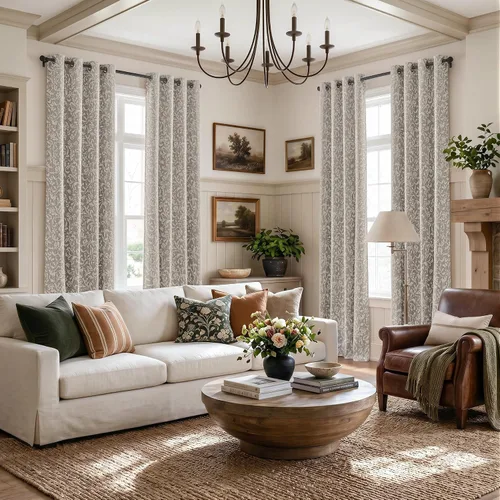 Vista 4 de jinchan Cortinas opacas para dormitorio, cortinas con estampado floral de pergamino gris topo de 84 pulgadas de largo para sala de estar, cortinas