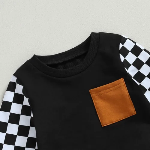 Vista 3 de Gueuusu Conjunto de 2 piezas de ropa de otoño e invierno para bebé, conjunto de sudadera de manga larga con bolsillo y pantalones deportivos a