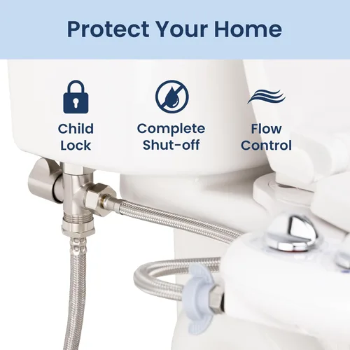 Vista 4 de Adaptador en T de válvula de cierre LUXE Bidet de 7/8" x 7/8" x 1/2" para bidés, compatible con accesorios de bidé de la serie NEO