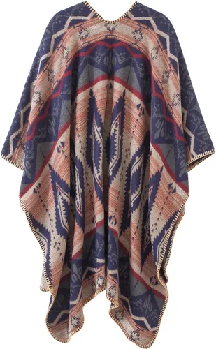 Vista 78 de Urban CoCo Poncho de colores para mujer, chal con frente abierto, color en bloques