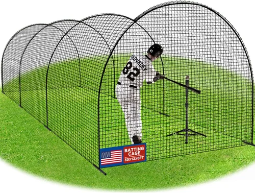 Vista 9 de Portable Baseball Batting Cage Net with Sturdy Steel Frame, 20FT/ 30X12X8FT Batting Cages for Backyard Baseball Training Equipment with Carry Bag