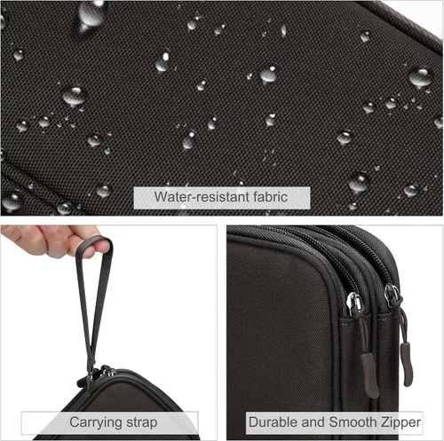 Vista 451 de FYY Organizador para accesorios electrónicos, para viajes, para cables, celular y cargadores, estuche portátil, impermeable, doble capa, bolsa
