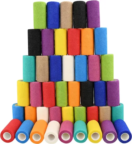 Vista 9 de 12 piezas de vendajes autoadhesivos de 2 pulgadas, 5 yardas, vendajes veterinarios para deportes, muñeca, tobillo, hinchazón