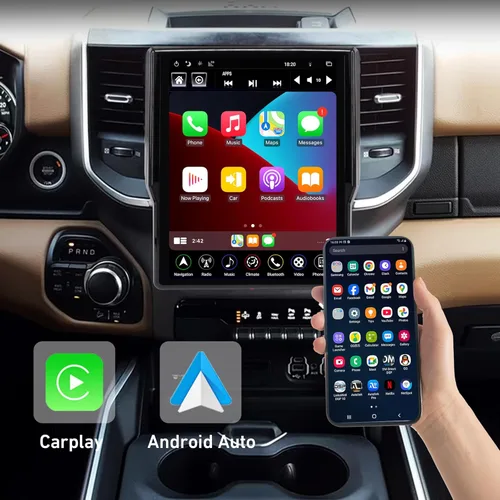 Vista 4 de LINKSWELL - Reemplazo de radio Android estilo T de 12.1 ″ pantalla táctil para Dodge RAM con nuevo cuerpo 2019-2022 1500/2500/3500