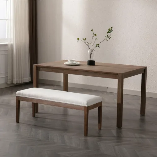 Vista 5 de chairus Banco de entrada acolchado con tapicería de lino, bancos de mesa de comedor, banco de zapatos de granja para pasillo, dormitorio, extremo