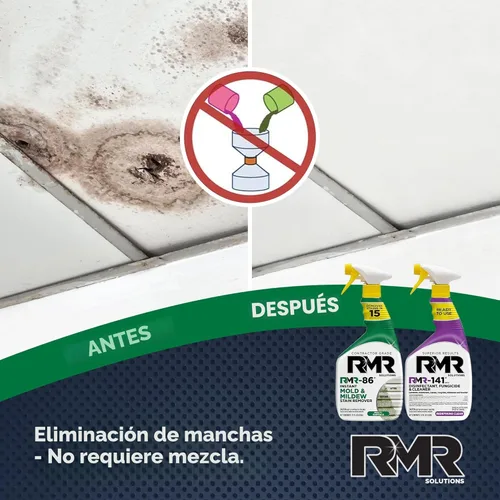 Vista 5 de RMR Brands Paquete de eliminación de moho y manchas de bricolaje, kit completo de eliminación de moho y prevención de moho, aerosol desinfectante