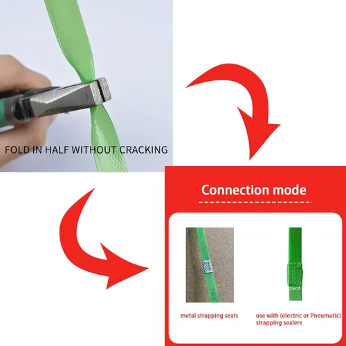 Vista 7 de 1/2" x.026 poliéster (PET) que ata con correa 330' longitud bobina 770lbs resistencia a la rotura