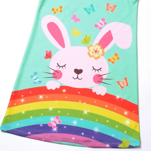 Vista 4 de Camisones de dormir suaves para niñas, camisón de manga volada para gatitoconejo, pijamas de 4 a 13 años